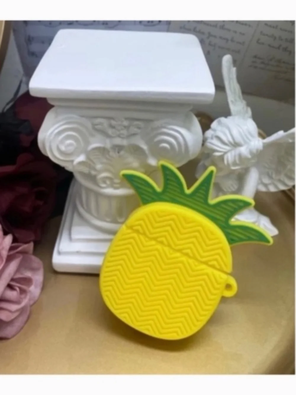 2 items.AirPods 1/2 fruit pineapple and cartoon Earphone Case Cover w/Keychain